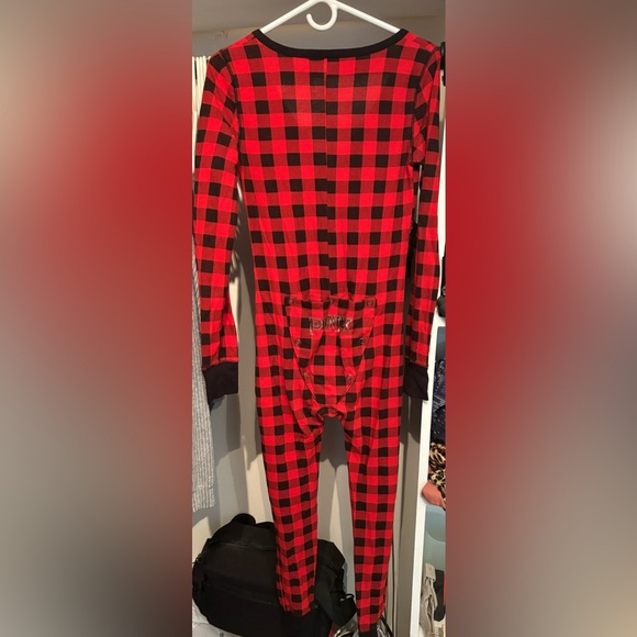 RARE VS PINK Plaid Onesie Pajamas Butt Flap PJs S Victoria’s Secret Bodysuit - Picture 10 of 10